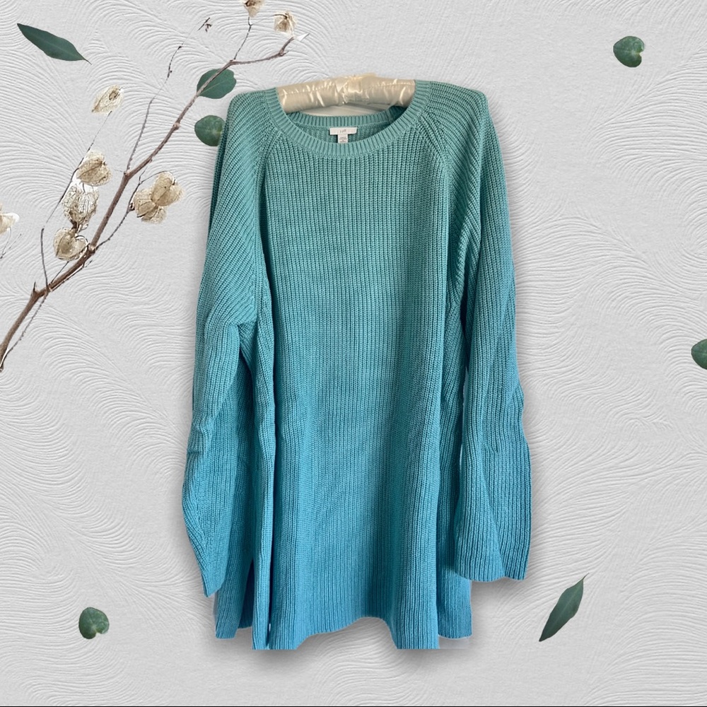 Light teal long sleeve shaker sweater from JJill